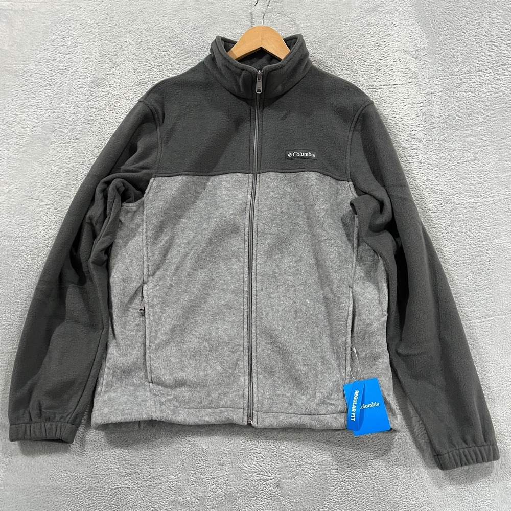 Columbia Fleece Jacket Mens Medium‎ Gray Full Zip Mount Grant Outdoor NEW